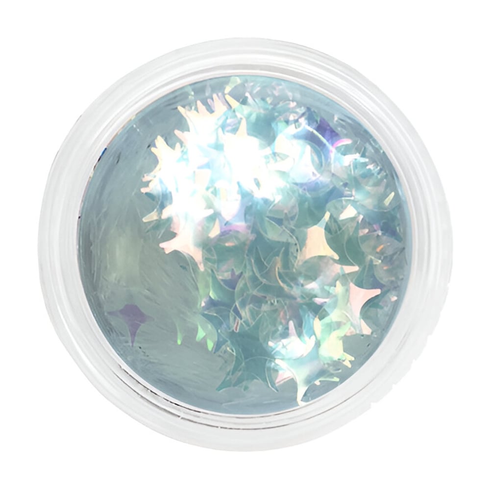 Паєтки для декору нігтів Nails Molekula Professional Sequins Stars White Holographic, 5 г
